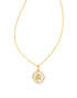Kendra Scott Letter Gold Disc Reversible Pendant Necklace In Iridescent Abalone