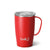 Red Travel Mug 18oz  Holds up to 18oz Keeps drinks cold 9+ hours and hot 3+ hours Slim, metal handle Fits most standard cup holders Double-walled, vacuum-sealed, and copper-plated Condensation-free and non-breakable Constructed of 304-18/8 stainless steel Built-in silicone coaster base prevents slips, drips, and scratches Includes a Large Lid with removable slider Measures: 5.8